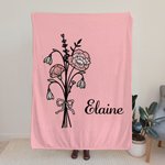 Personalisierte Geburt Blume rosa Schleife Multicolor weiche Decke mit Namen Home Decor Geburtstag Jahrestag Weihnachten Geschenk für Sie