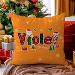 Personalized Cute Santa Claus Elk Snowflake Throw Pillow Cover with Name Home Decor Christmas Gift for Family Friends