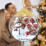 Personlig 1-14 Paw Prints Hearts Snowman Glasprydnad med namn och text Julgransdekoration Present till familj och vänner