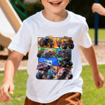 Personalized Truck Off-Road Vehicle Design Multicolour Kid T-shirt Sweatshirt Hoodie with Name Birthday Christmas Gift for Girls Boys