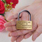 Personalized Ring Heart Brass Love Padlock with Name and Text Wedding Engagement Anniversary Gift for Couples