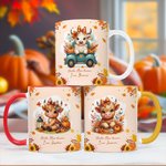 Personalized Cute Highland Cow Pumpkin 11 oz 15 oz Ceramic Mug with Name  Autumn Thanksgiving Day Birthday Gift for Highland Cow Lovers