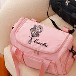 Personalised Birth Flower Multi-Compartment Travel Bag with Name and Shoulder Strap Travel Accessories Birthday Gift for Women Girls