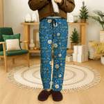 Personalised Colorful Birth Flower Pajama Pants with Name and Initial Birthday Chrismas Gift for Family Friends