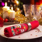 Henkilökohtainen Garland Cartoon Character Initial 100% puuvillaa punainen uudelleenkäytettävä lautasliina nimellä Table Decor joululahja perheelle lapsille