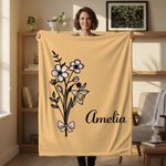 Personalisierte Geburt Blume rosa Schleife Multicolor weiche Decke mit Namen Home Decor Geburtstag Jahrestag Weihnachten Geschenk für Sie