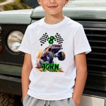 Personalised Big Wheel Off-Road Lorry Multicolour Kid's T-shirt Sweatshirt Hoodie with Age and Name Birthday Christmas Gift for Kids