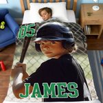 Personalized Sports Photo Soft Throw Blanket with Sports Number and Name Home Decor Birthday Gift for Sports Fans