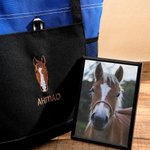 Personalized Embroidered Horse Face Photo Large Oxford Tote Bag with Name Travel Essentials Birthday Gift for Friends Equestrian Enthusiasts