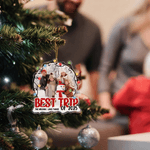 Luminaires de Noël personnalisés Photo du meilleur voyage Ornement suspendu en acrylique avec texte Année et corde dorée Décoration de la maison Cadeau de Noël pour la famille et les amis