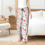 Personalised Colorful Birth Flower Pajama Pants with Name and Initial Birthday Chrismas Gift for Family Friends