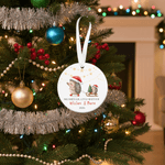 Personalised Watercolour Animal Siblings Christmas Ceramic Ornament with Title Name and Year First Christmas Gift for Newborns