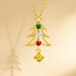 Personalised 1-4 Family Birthstones Christmas Tree Necklace Dainty Jewellery Christmas Anniversary Gift for Mom Grandma