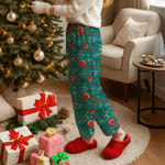 Personalised Colorful Birth Flower Pajama Pants with Name and Initial Birthday Chrismas Gift for Family Friends