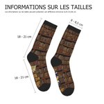 Chaussettes Mi-Mollet Douces Personnalisées avec Personnage de Lecture et Nom Style Vintage Cadeau Noël pour Amoureux des Livres