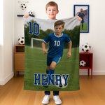 Personalized Sports Photo Soft Throw Blanket with Sports Number and Name Home Decor Birthday Gift for Sports Fans