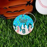 Personalized Donut Drip Shape Baseball Sports Bag Tag with Name and Number Backpack Accessories Game Day Team Gift for Coaches Sports Lovers