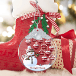 Personlig 1-14 Paw Prints Hearts Snowman Glasprydnad med namn och text Julgransdekoration Present till familj och vänner