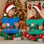 Personalized Cute Santa Claus Elk Snowflake Throw Pillow Cover with Name Home Decor Christmas Gift for Family Friends