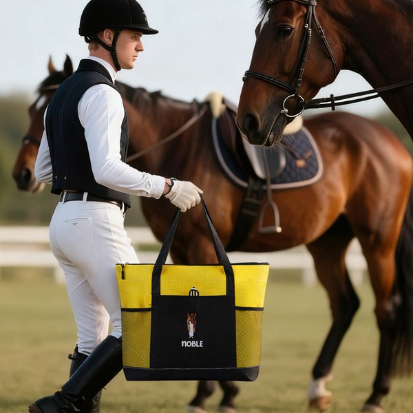 Personalised Embroidered Horse Face Photo Large Oxford Tote Bag with Name Travel Essentials Birthday Gift for Friends Equestrian Enthusiasts