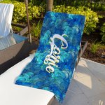 Personlig vågor Tie Dye snabbtorkande strandhandduk med namn reseförnödenheter strandfest födelsedagspresent för kvinnor män