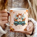 Personalized Cute Highland Cow Pumpkin 11 oz 15 oz Ceramic Mug with Name  Autumn Thanksgiving Day Birthday Gift for Highland Cow Lovers