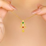 Personalised 1-4 Family Birthstones Christmas Tree Necklace Dainty Jewellery Christmas Anniversary Gift for Mom Grandma