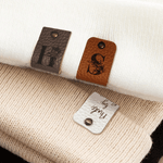 Personalised Floral Initial Set of 10 PU Leather Tags with Text Handicraft Accessories Birthday Gift for DIY Knitting Sewing Lovers