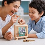 Salvadanaio in legno personalizzato con nome, regalo di compleanno e di Natale per bambini e bambine.