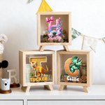 Salvadanaio in legno personalizzato con nome, regalo di compleanno e di Natale per bambini e bambine.