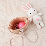 Personalised Boho Adjustable Straw Children's Bag with Chenille Initial Birthday Wedding Christmas Gift for Toddlers Flower Girls Kids