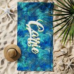Personlig vågor Tie Dye snabbtorkande strandhandduk med namn reseförnödenheter strandfest födelsedagspresent för kvinnor män
