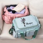 Personalised Birth Flower Multi-Compartment Travel Bag with Name and Shoulder Strap Travel Accessories Birthday Gift for Women Girls