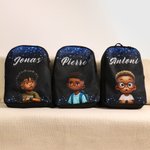 Personalised African Boy Pattern Backpack Lunch Bag Pencil Case Water Bottle Set of 4 with Name Back to School Christmas Gift for Boys Students