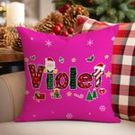 Personalized Cute Santa Claus Elk Snowflake Throw Pillow Cover with Name Home Decor Christmas Gift for Family Friends
