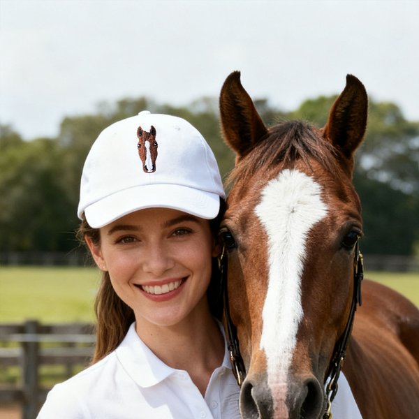 Casquette de baseball brodée personnalisée avec photo de visage de cheval avec anniversaire Cadeau de Noël pour les amis enthousiastes de l'équitation