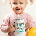 Personalized Cartoon Santa Hat Snowman Bow Initial 10 oz Insulated Sippy Cup with Name and Handle Baby Shower Birthday Gift for Toddler Kid