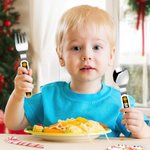 Personalised Cartoon Reindeer Snowflake Plaid Kid Stainless Steel Fork Spoon Knife 3 Pcs Cutlery Set with Name and Case Christmas Gift for Boys Girls