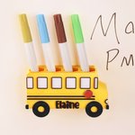 Personalized School Bus Dry Erase Marker Holder with Name Classroom Decor Back to School Gift for Teacher Student