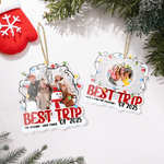 Luminaires de Noël personnalisés Photo du meilleur voyage Ornement suspendu en acrylique avec texte Année et corde dorée Décoration de la maison Cadeau de Noël pour la famille et les amis