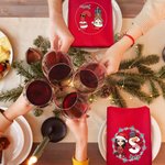 Henkilökohtainen Garland Cartoon Character Initial 100% puuvillaa punainen uudelleenkäytettävä lautasliina nimellä Table Decor joululahja perheelle lapsille