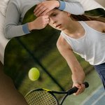 Personalized Sports Photo Soft Throw Blanket with Sports Number and Name Home Decor Birthday Gift for Sports Fans