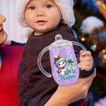 Personalized Cartoon Santa Hat Snowman Bow Initial 10 oz Insulated Sippy Cup with Name and Handle Baby Shower Birthday Gift for Toddler Kid