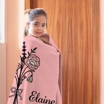 Personalisierte Geburt Blume rosa Schleife Multicolor weiche Decke mit Namen Home Decor Geburtstag Jahrestag Weihnachten Geschenk für Sie