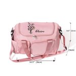 Personalised Birth Flower Multi-Compartment Travel Bag with Name and Shoulder Strap Travel Accessories Birthday Gift for Women Girls