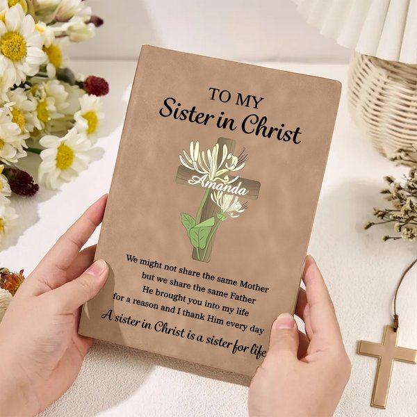 Cahier de notes en cuir PU avec fleur de naissance personnalisée, verset biblique A5 A6 Cadeau d'anniversaire inspirant pour les femmes chrétiennes