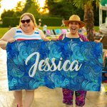 Personlig vågor Tie Dye snabbtorkande strandhandduk med namn reseförnödenheter strandfest födelsedagspresent för kvinnor män