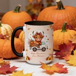 Personalized Cute Highland Cow Pumpkin 11 oz 15 oz Ceramic Mug with Name  Autumn Thanksgiving Day Birthday Gift for Highland Cow Lovers