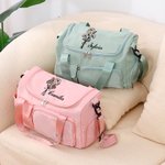 Personalised Birth Flower Multi-Compartment Travel Bag with Name and Shoulder Strap Travel Accessories Birthday Gift for Women Girls