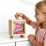 Salvadanaio in legno personalizzato con nome, regalo di compleanno e di Natale per bambini e bambine.